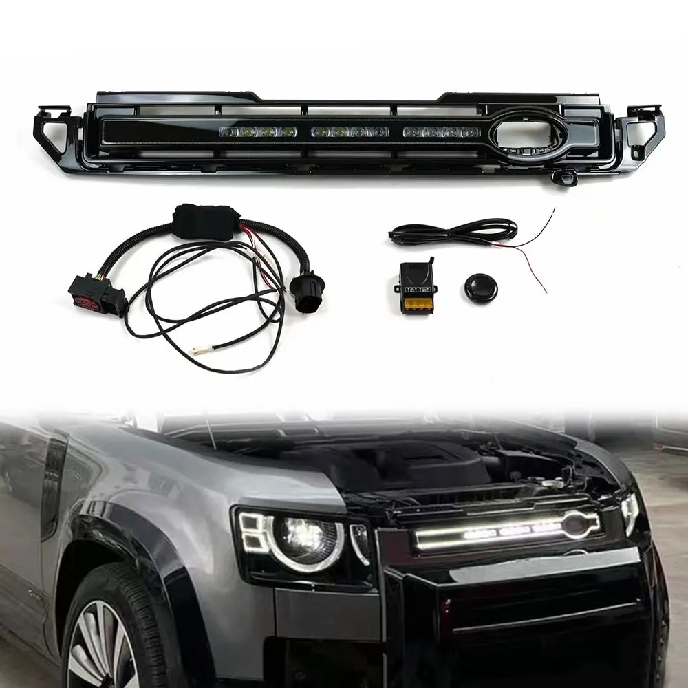 

Car Ventilation Grille Front Bumper Grill Mesh with Led Dynamic Lights for Land Rover Defender 90 110 2020 +