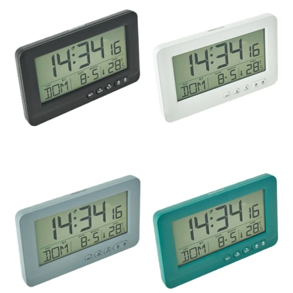 Time/Date/Week/Temperature Electronic Alarm Clock LCD Display Plastic Digital Alarm Clock 7 Languages 12/24 Hours