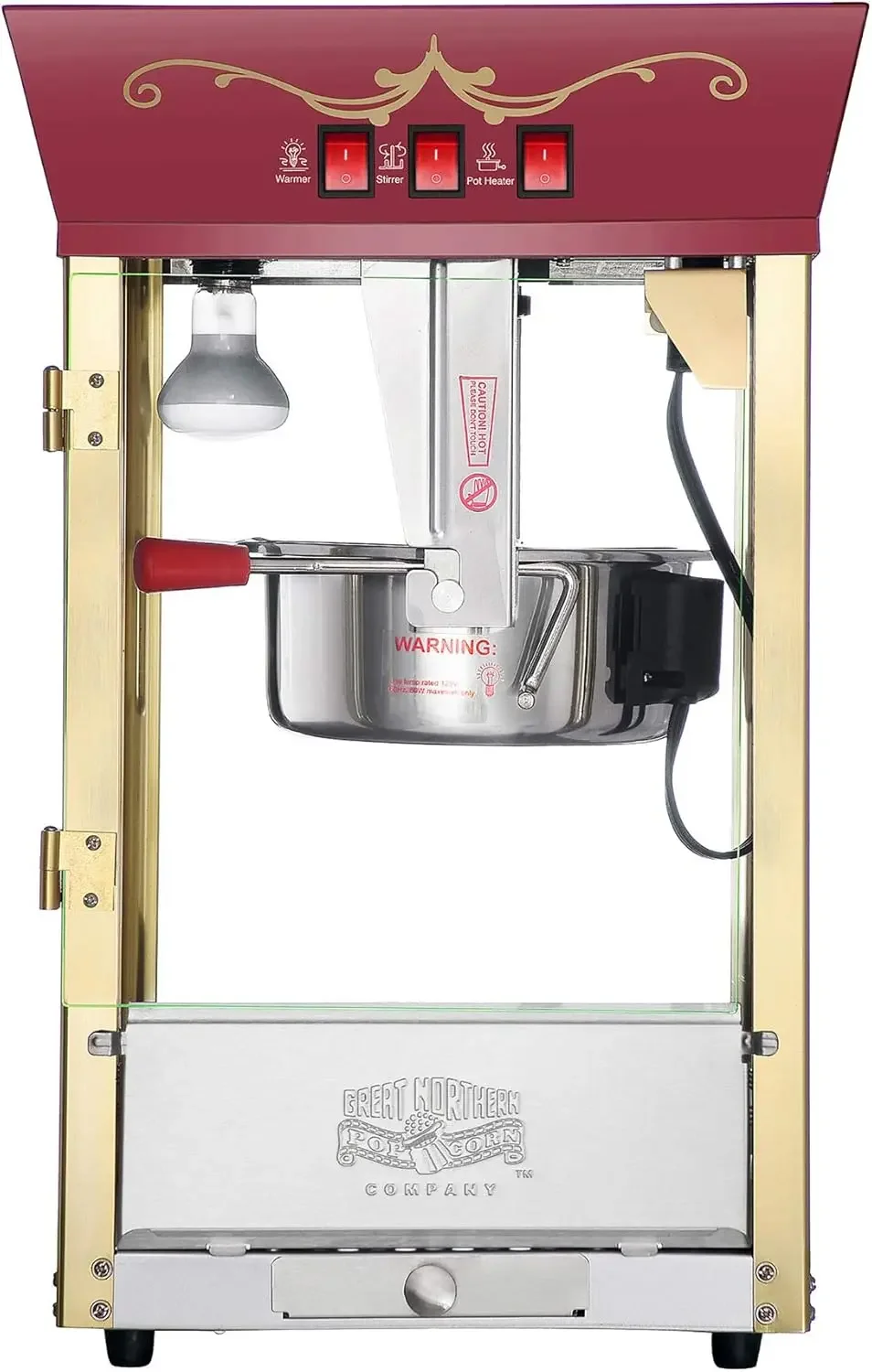 Popcorn Machine - 8oz Popper with Stainless-Steel Kettle, Reject Kernel Tray, Warming Light, and Accessories by Great No 6