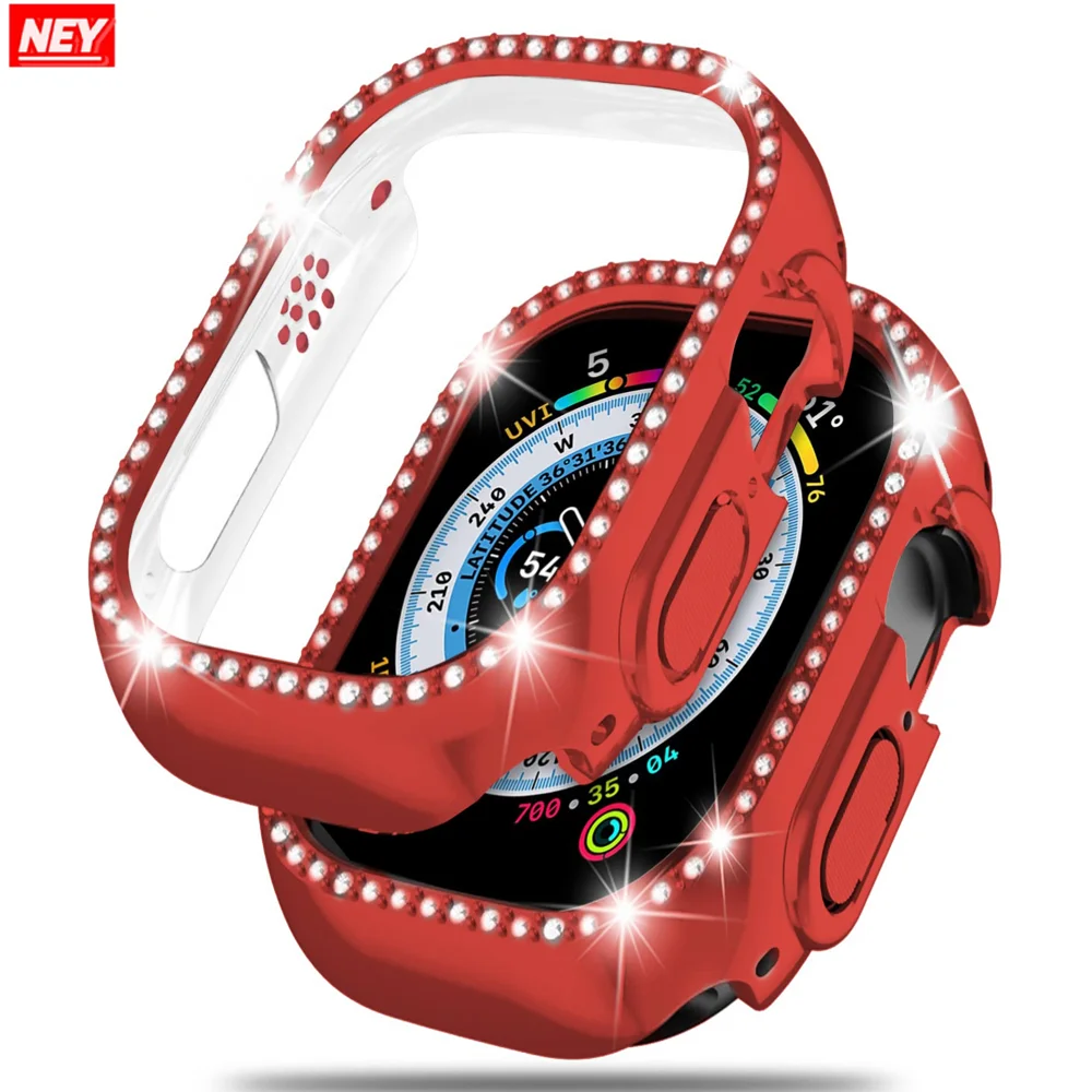 Diamond Cover Per Apple Watch Ultra 49Mm Custodia Smartwatch Full Pc Bumper Protector Per Apple Watch Band Iwatch Ultra Accessori
