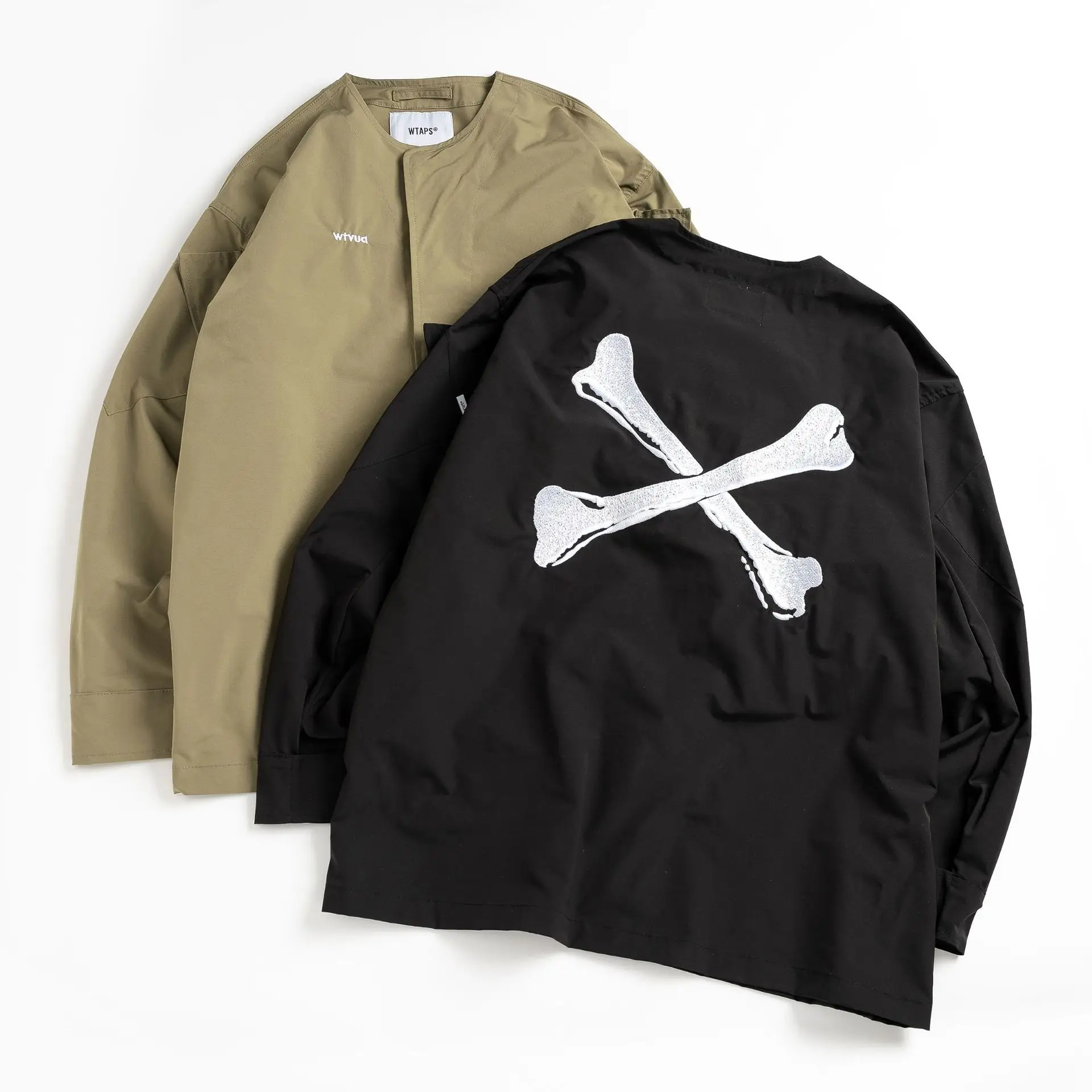 

WTAPS SCOUT LS NYCO TUSSAH COLLARLESS BONE LONG SLEEVE SHIRT 22SS JAPANESE CITYB OY wind