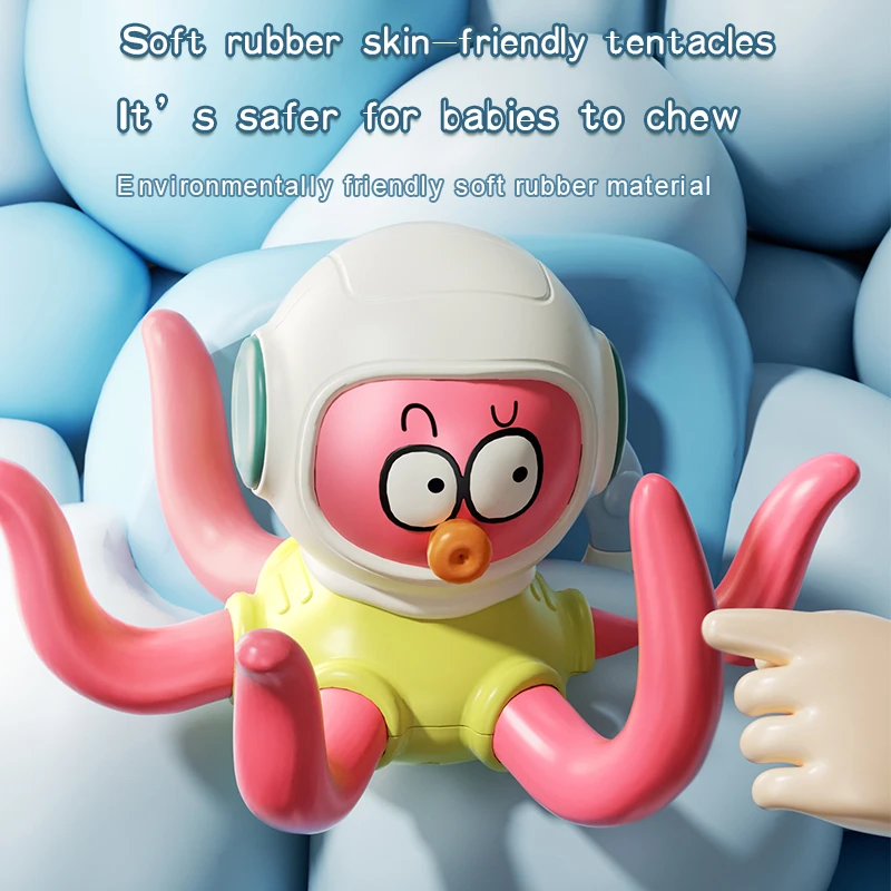 Floating Purple Octopus Bath Toys for Toddlers with 3 Hoopla Rings Interactive Bath Toy for Bathroom, Pool, Bathtub