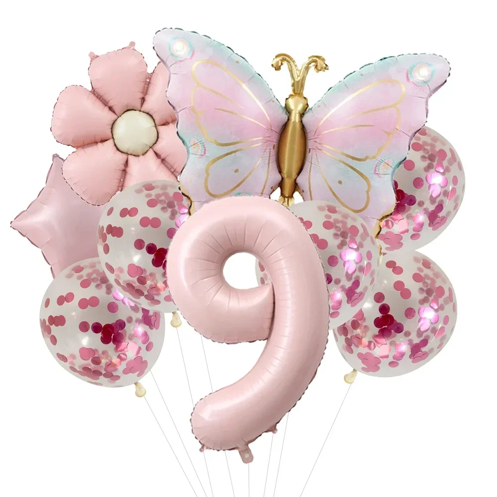 Pink Butterfly Foil Balloons for 5th Birthday and Themed Celebrations