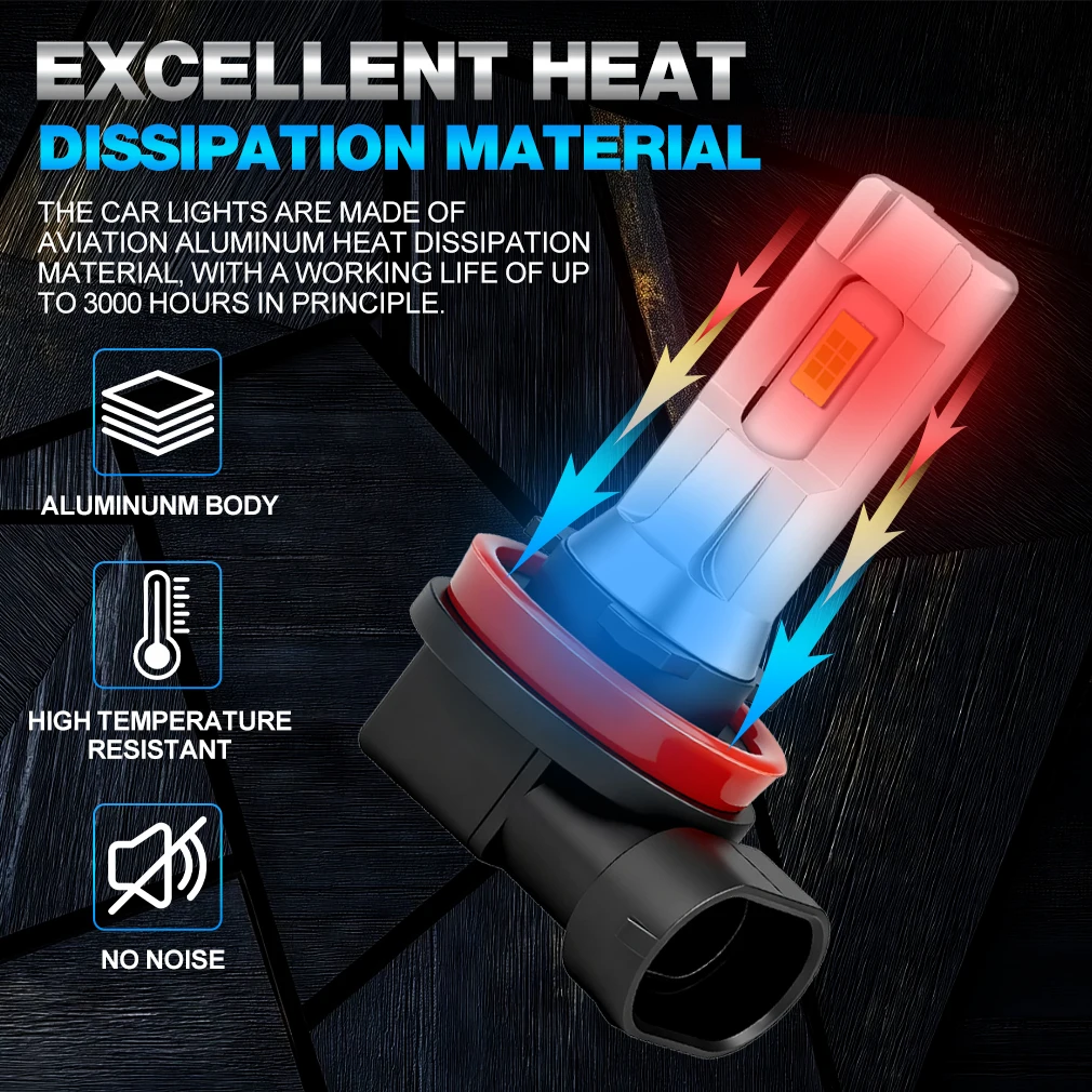 H11 H8 LED 자동차 헤드라이트 캔버스 HB3 9005 HB4 9006 LED 안개등 자동차 안개등 헤드라이트 주행등 30000LM 100W 6000K