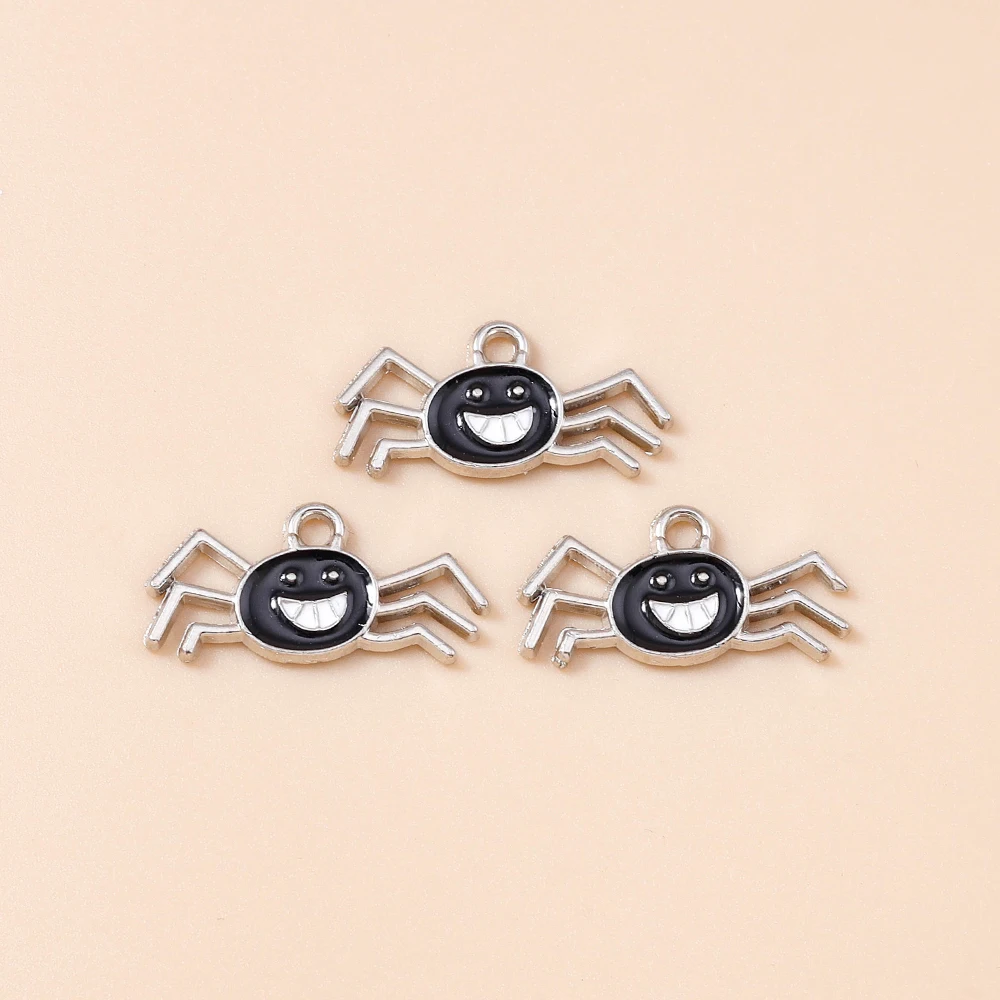 Leslie 10 Stück Halloween-Charms, niedlicher bunter Spinnennetz-Charms-Anhänger für Halloween-Schmuckherstellung, Halsketten, Ohrringe – Detail 9
