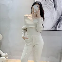 Elegant Tracksuit Sexy Two Piece Set Women Korean Style Ribbed Knitted Backless Top And Long Harem Pant Suit Autumn Outfits y2k - Image 6