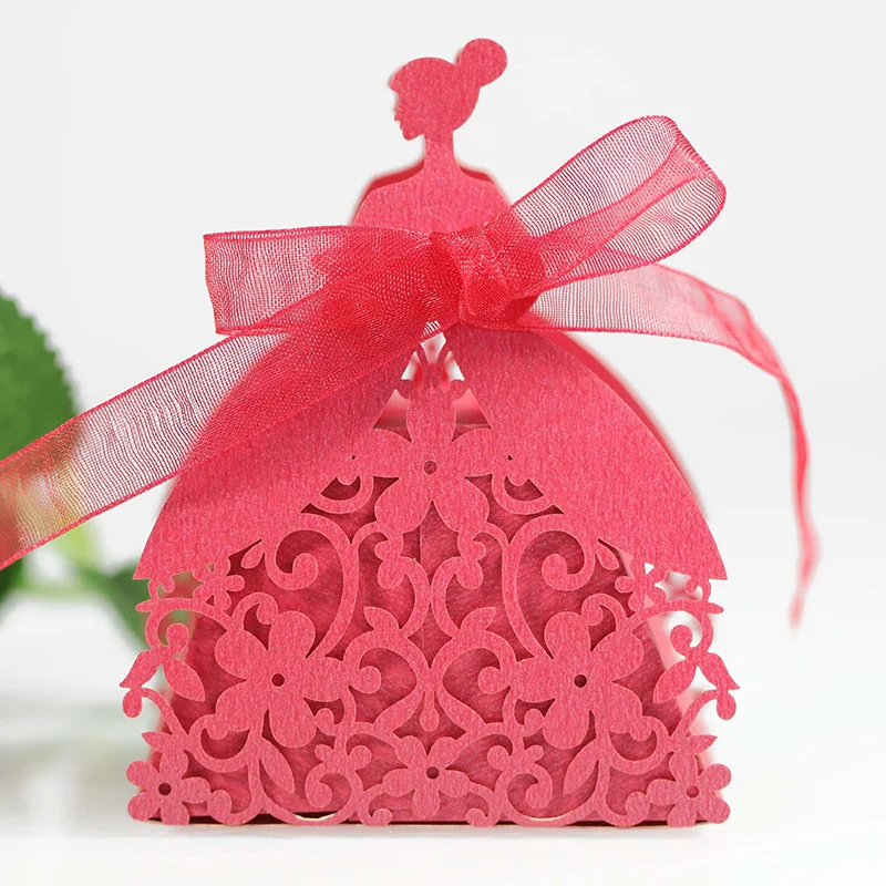 Laser Cut Pearl Paper Gift Boxes with Ribbon – Elegant Candy Chocolate Packaging for We... - SKU GBR17058 - UGI Packaging