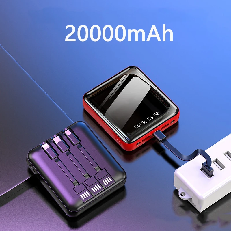 Zime-Mini banco de energía de 10000mAh, PD20W cargador portátil de carga  rápida, con Cable incorporado, para iPhone y Samsung - AliExpress