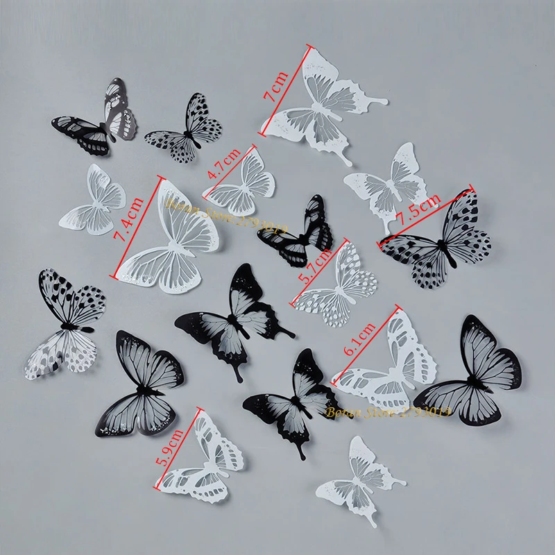 18pcs/lot 3d Effect Crystal Butterflies Wall Sticker Beautiful Butterfly  for Kids Room Wall Decals Home Decoration on The Wall