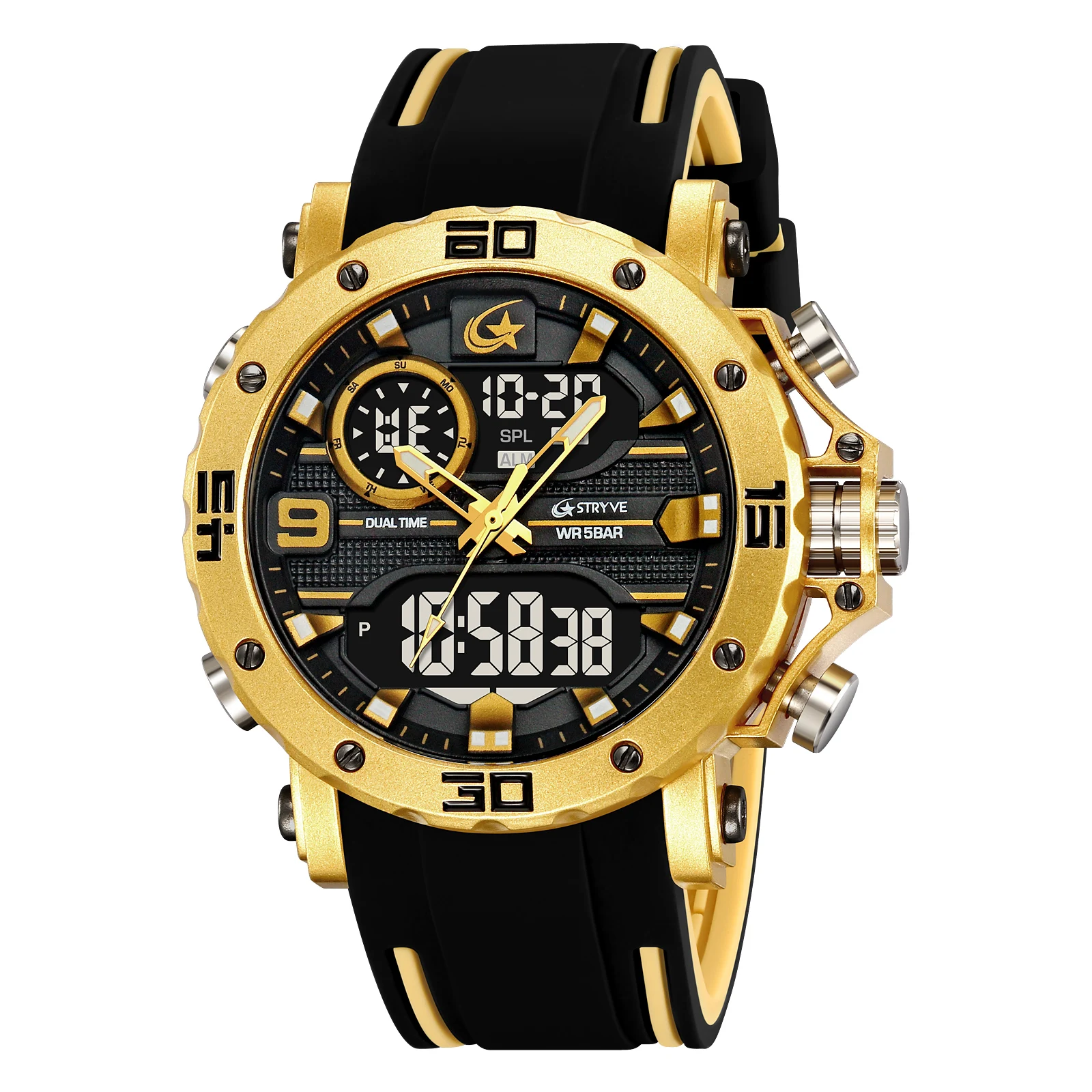 Fashion STRYVE 8032 Men's Watch High Quality Digital-Analog Movement Sports Watch for Men Hot Sell 5ATM Waterproof Wristwatch