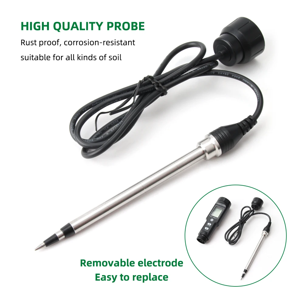 Soil EC Tester 0.00~10.00mS/cm Conductivity Soil EC PH Meter Detachable Probe Au