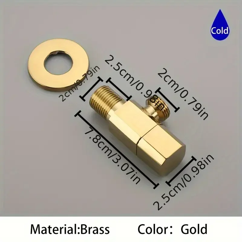 Mini Brass Tee Valve with Golden and Silver Finish - Universal European and American Threads, Ideal for Bathroom and Toilet