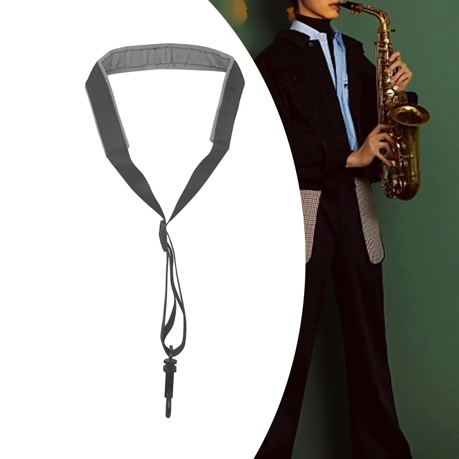 

Saxophone Strap Breathable Closed Swivel Metal Hook Universal Adjustable Neckband Sax Neck Strap for Adults Child Beginner