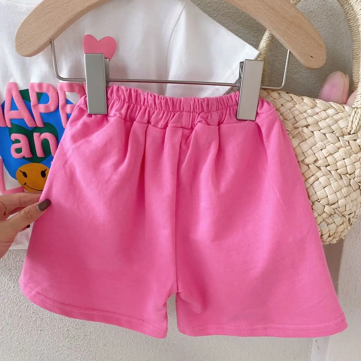 Girls Short-sleeved T-shirt Set 2023 Summer New Casual Letter Printed T-shirt Shorts Two-piece Children\'s Baby Clothes Set