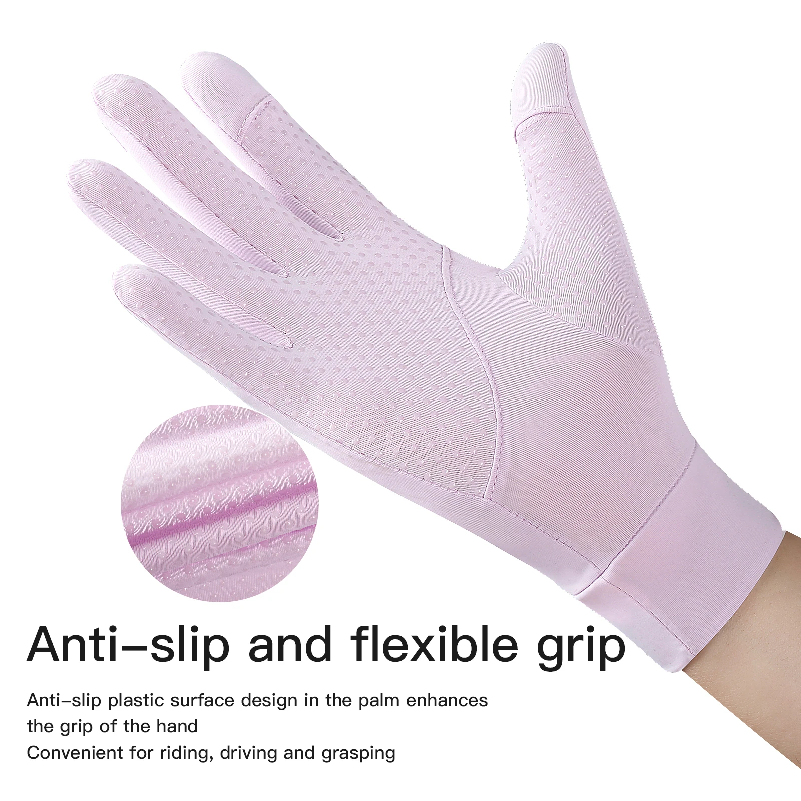 Sunscreen gloves Women's summer breathable thin UV leak prevention finger fishing outdoor riding ice silk gloves