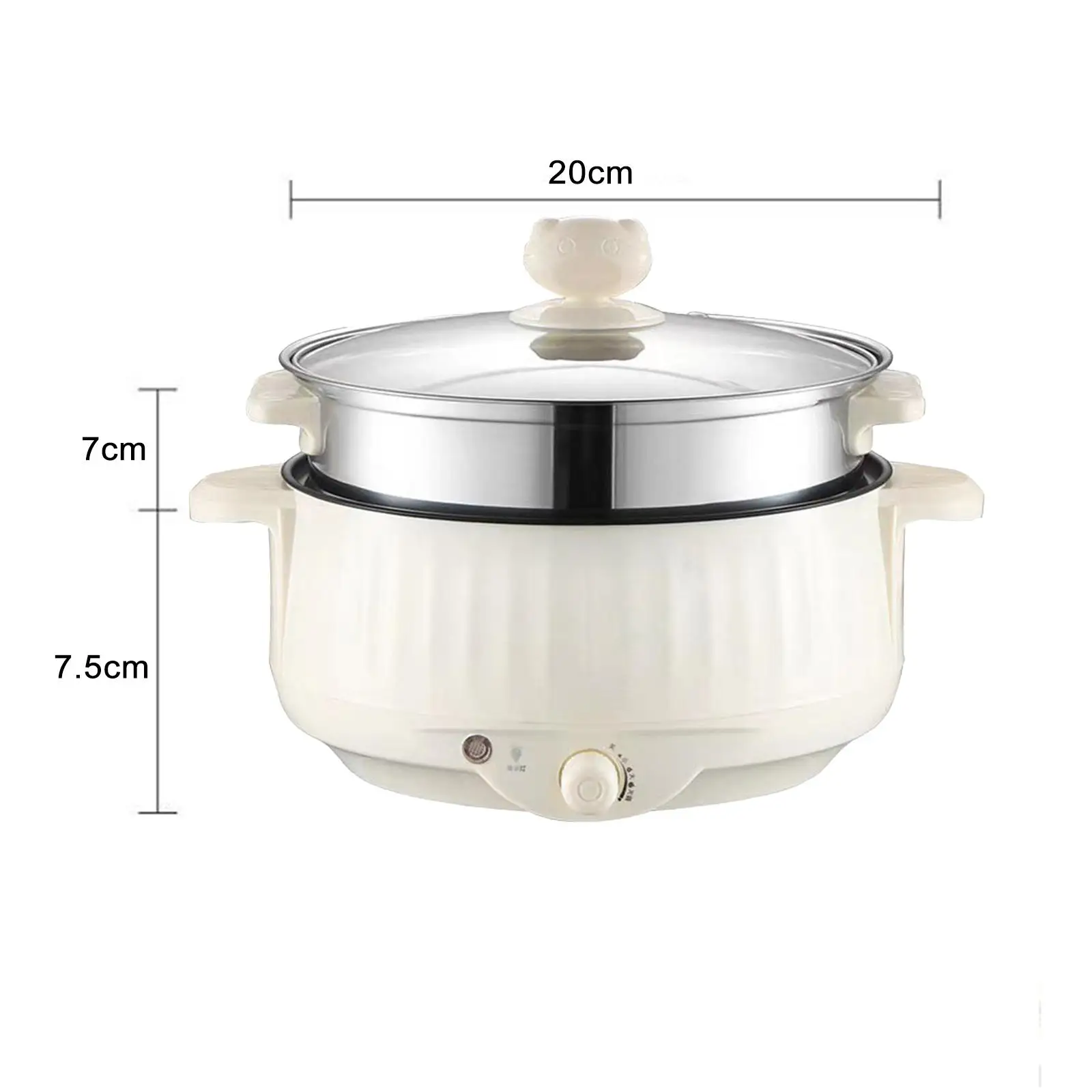 Electric Cooking Pot Nonstick 1.7L Stainless Steel Multifunctional 3 Gear Electric Skillet for Noodles Ramen Porridge Eggs 6