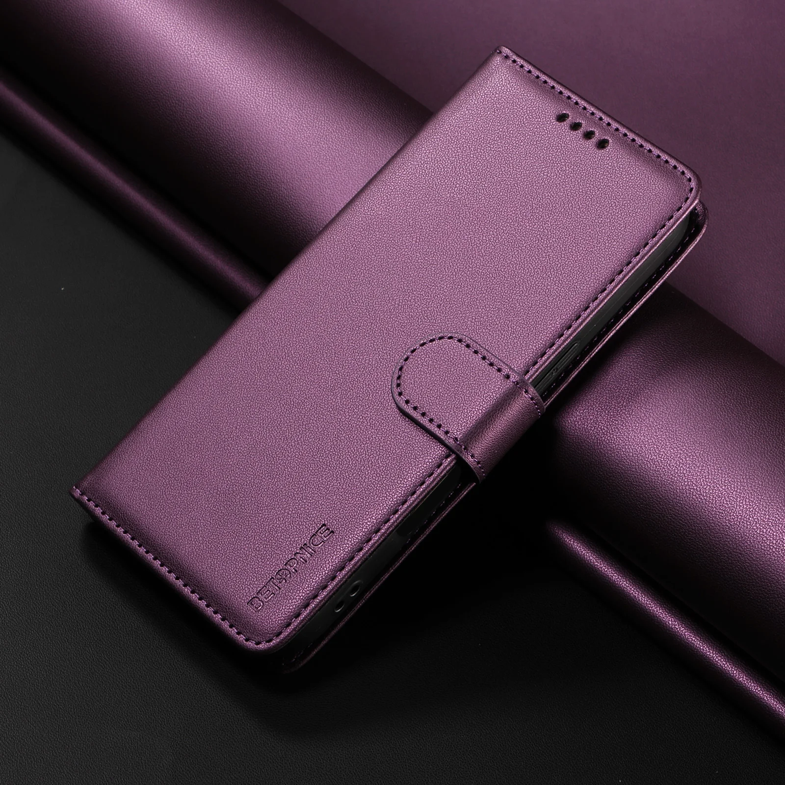Luxury RFID Blocking Leather Wallet Case - Flip Magnetic Cover, Shockproof Design