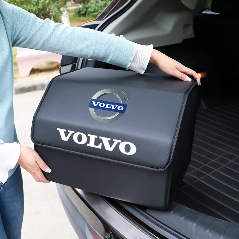 Organisateur De Coffre Imperméable Pour Volvo XC60 XC40 XC90 S60 S90 V90 - Cuir Pliable, Grand Volume
