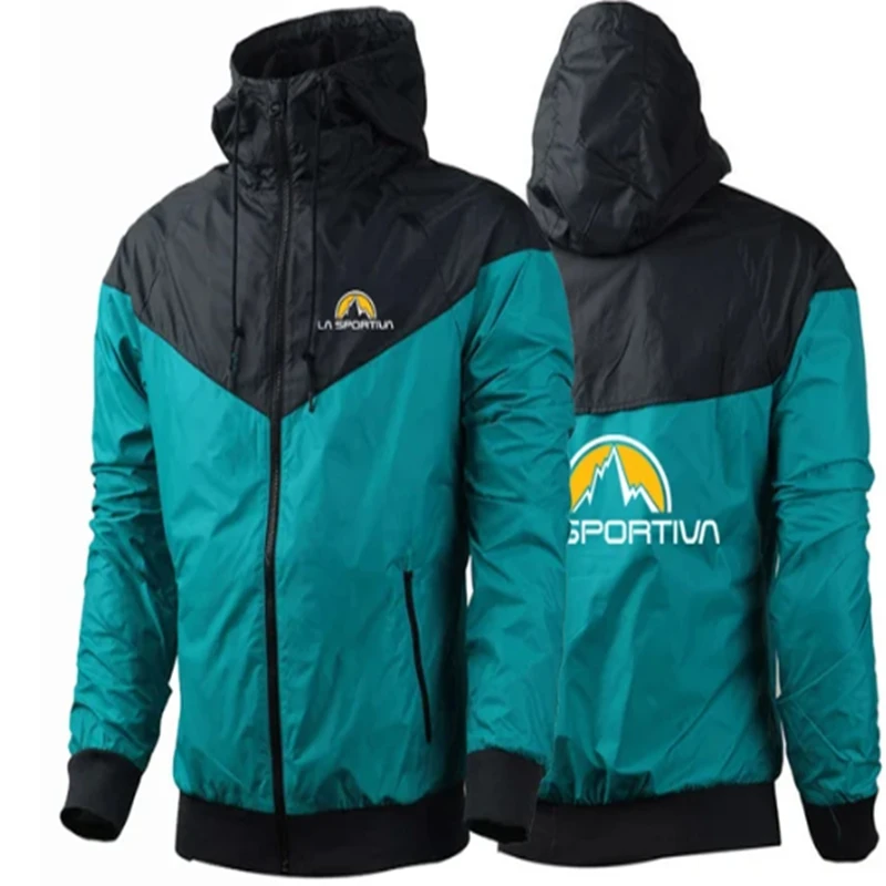 NEW leisure Men Spring Autumn La Sportiva Logo Thin Stly Hooded Waterproof Sport Hight Quality Color Windbreaker Jacket Coats 5