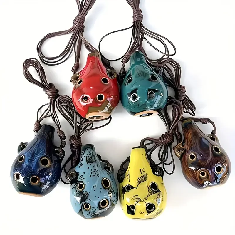 Ceramic Ocarina Retro style 6 hole ocarina multi-tone ceramic whistle easy to blow ceramic crafts gifts