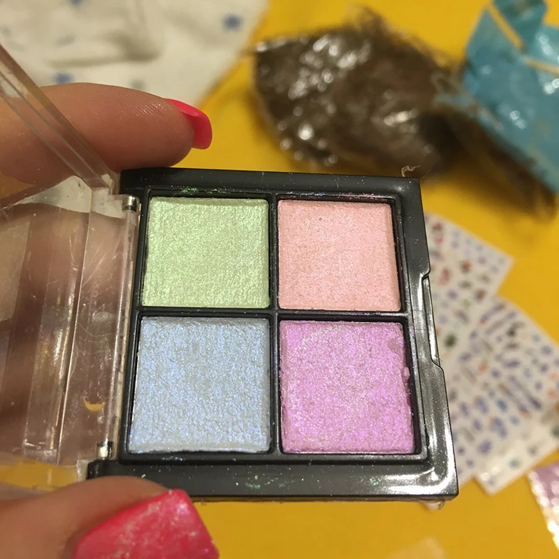 2/4 Colori Solid Aurora Mirror Nail Glitter Powder Boxed Sfregamento Laser Aurora Pigment Dust 3D Aurora Eyeshadow Palette Powder-1
