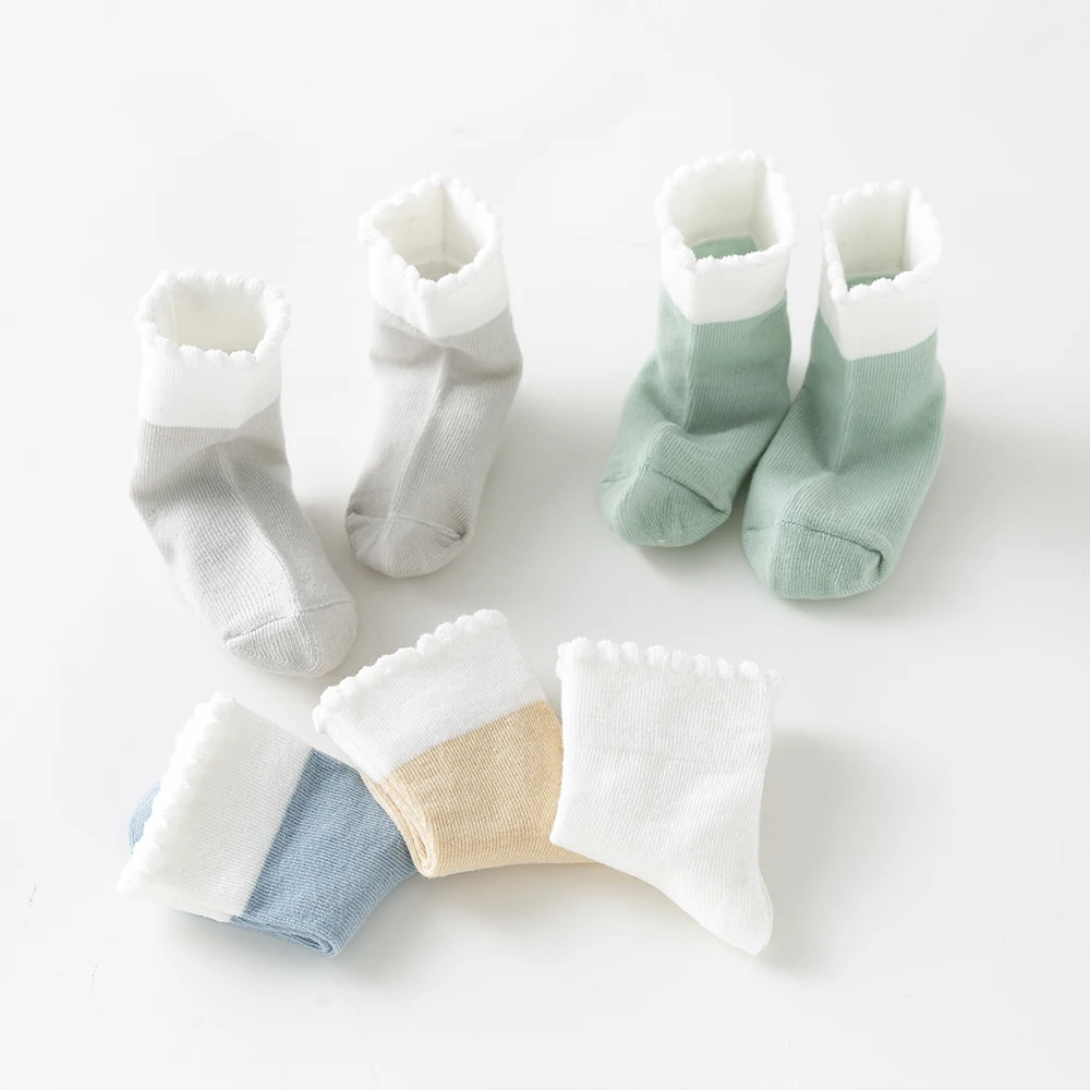 Baby Socks Cotton 5Pairs/lot 0-2Y Baby Girls Boys Toddler Summer Solid Colorful