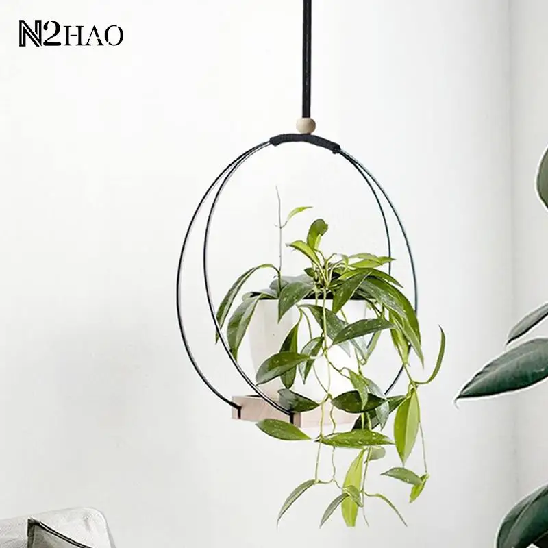 

1Pc Plants Hanging Flower Pot Plant Pot Holder Good Load-bearing High Strength Smooth Edge Simple Style Easy To Install Indoor