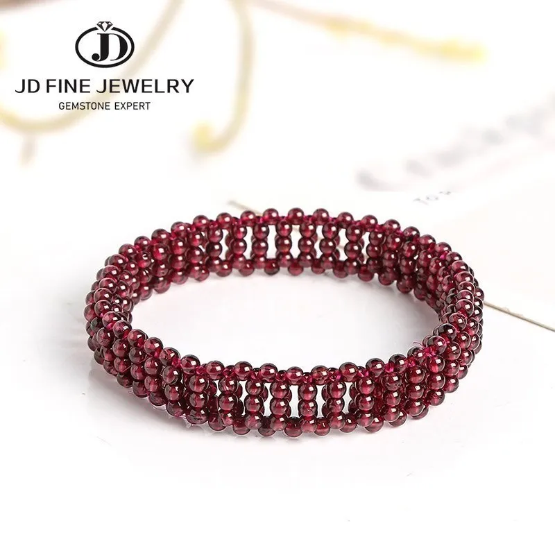 Natural Red Garnet Stone Bead Bracelet Women Bohe Multilayer Weave Elastic Bangles Luxury Jewelry Female Lucky Health Gifts bangle bracelet bead bracelet beaded bracelet stone bracelet woven bracelets