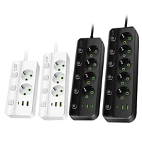 EU Plug Power Strip 2/3/4/5 ตําแหน่งอิสระซ็อกเก็ตควบคุม 2 USB 1 พอร์ต Type-C 2 M สายไฟซ็อกเก็ตไฟฟ้า 1