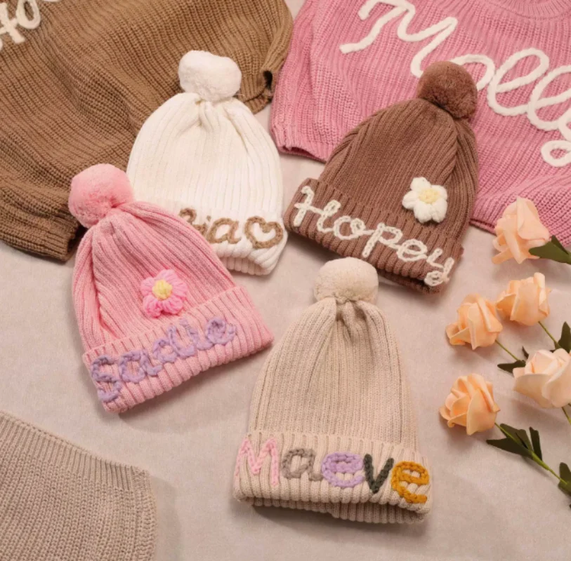 Personalized Male And Female Baby Woolen Hat Ball Knitted Hat Autumn And Winter Thick Warm Cute Candy