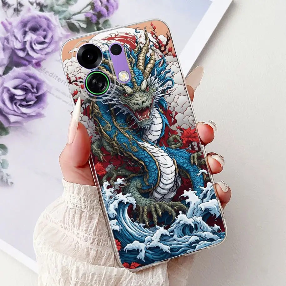 Luxury Painted Cartoon Dragon Cat Soft Silicone Phone Case