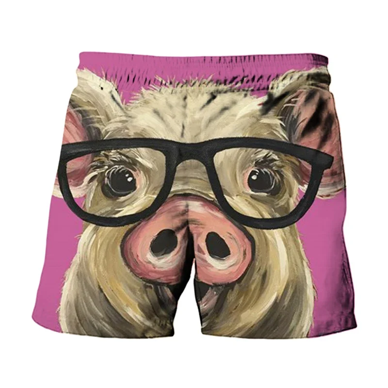 

Summer 3D Printed Funny Pig Beach Shorts Men Casual Elastic Loose Surf Board Shorts Swimming Trunks Cool Street Short Pants