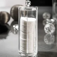 Cosmetic Organizer Compactor Transparent Container Make-Up Discs Diam 7.5 X 20h Cm Tube Organizer With Lid Home Appliance 1