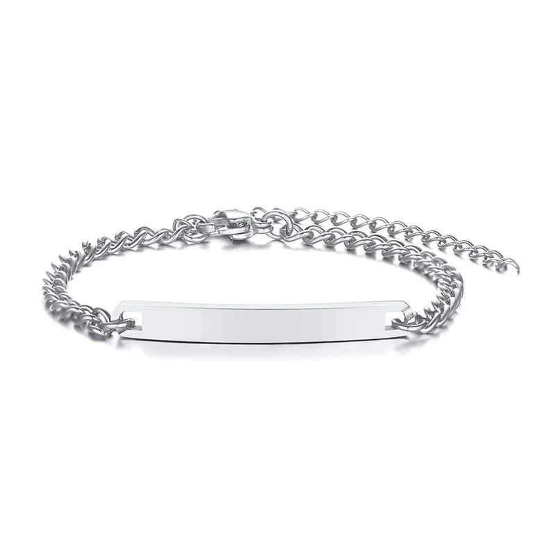 Personalized Stainless Steel Jewelry Custom Personalized Name ID Bracelet Girl Boy Newborn Gifts Curb Chain Link Crown Bracelet – Detail 7