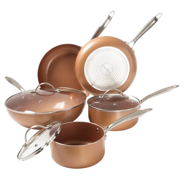 8-Piece Nonstick Ceramic Pots and Pans Cookware Set, Copper - AliExpress
