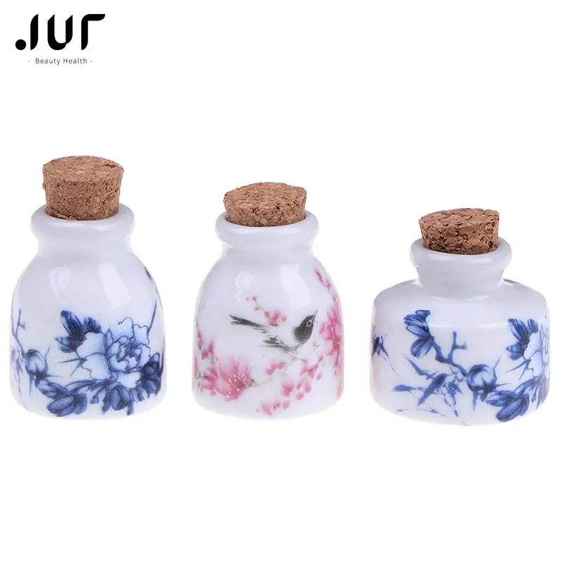 DIY Nail Art Tools Peony Mini Ceramic Glass Dappen Dish Bowl Cup Wood Lid Acrylic Liquid Glitter Powder Bottle