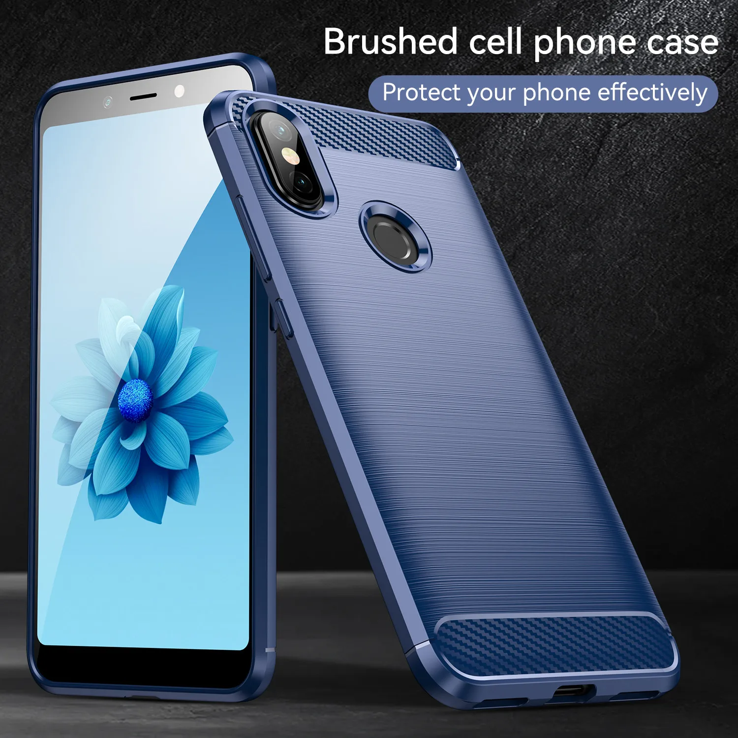 ShockProof Carbon Fiber Brushed Silicone Phone Case Cover