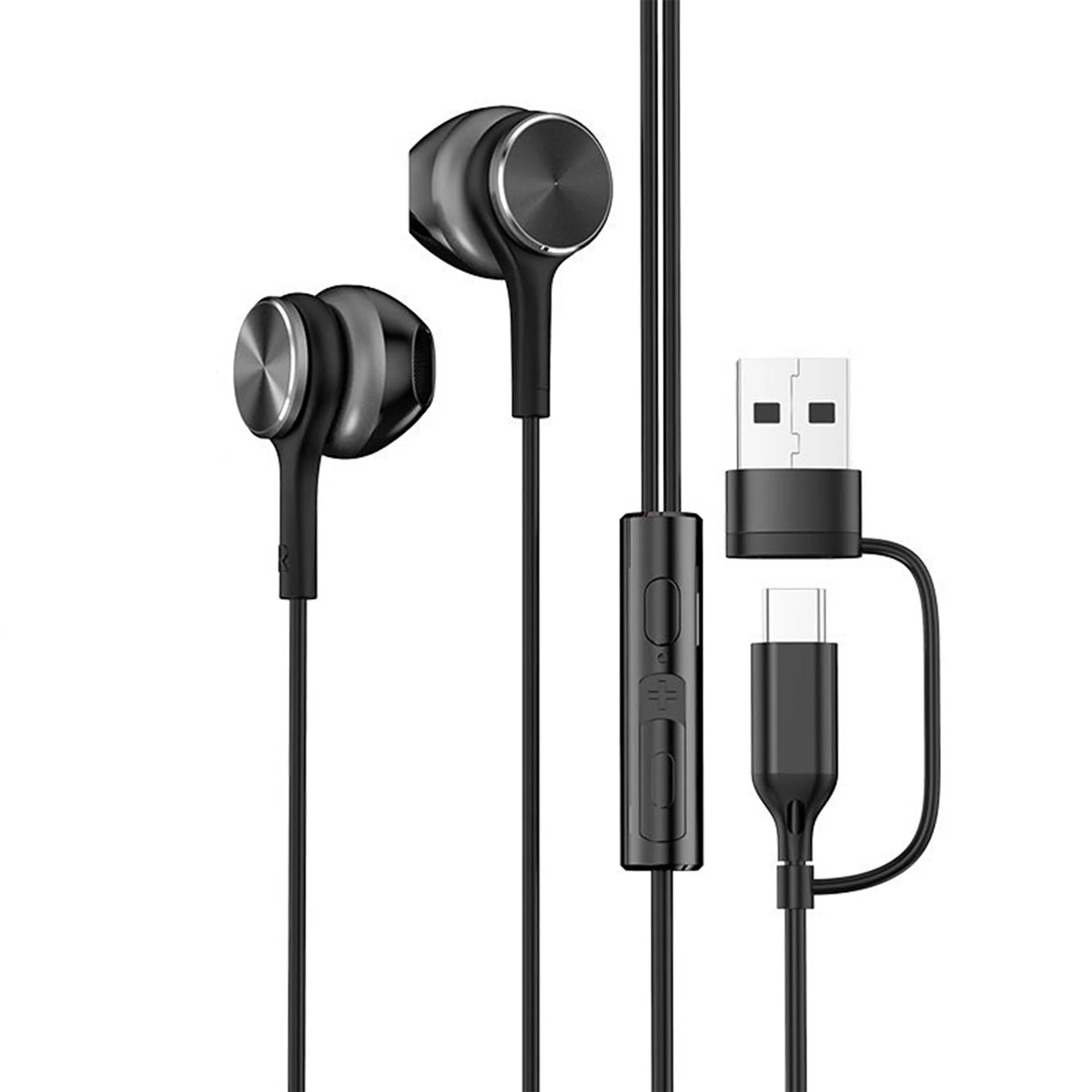 USB Type C HiFi Stereo Wired Headphones with HD Mic & Volume Control