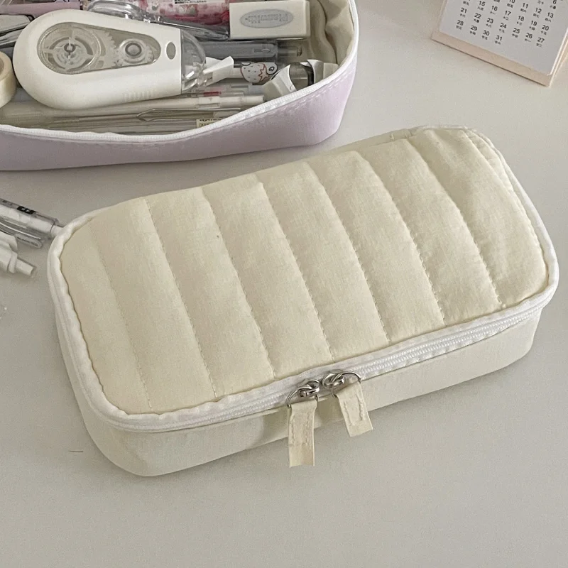 Fufu Cake Pencil Bag High Aesthetic Student Portable Minimalist Stationery Stand Large Capacity Vertical Bar Storage Bag