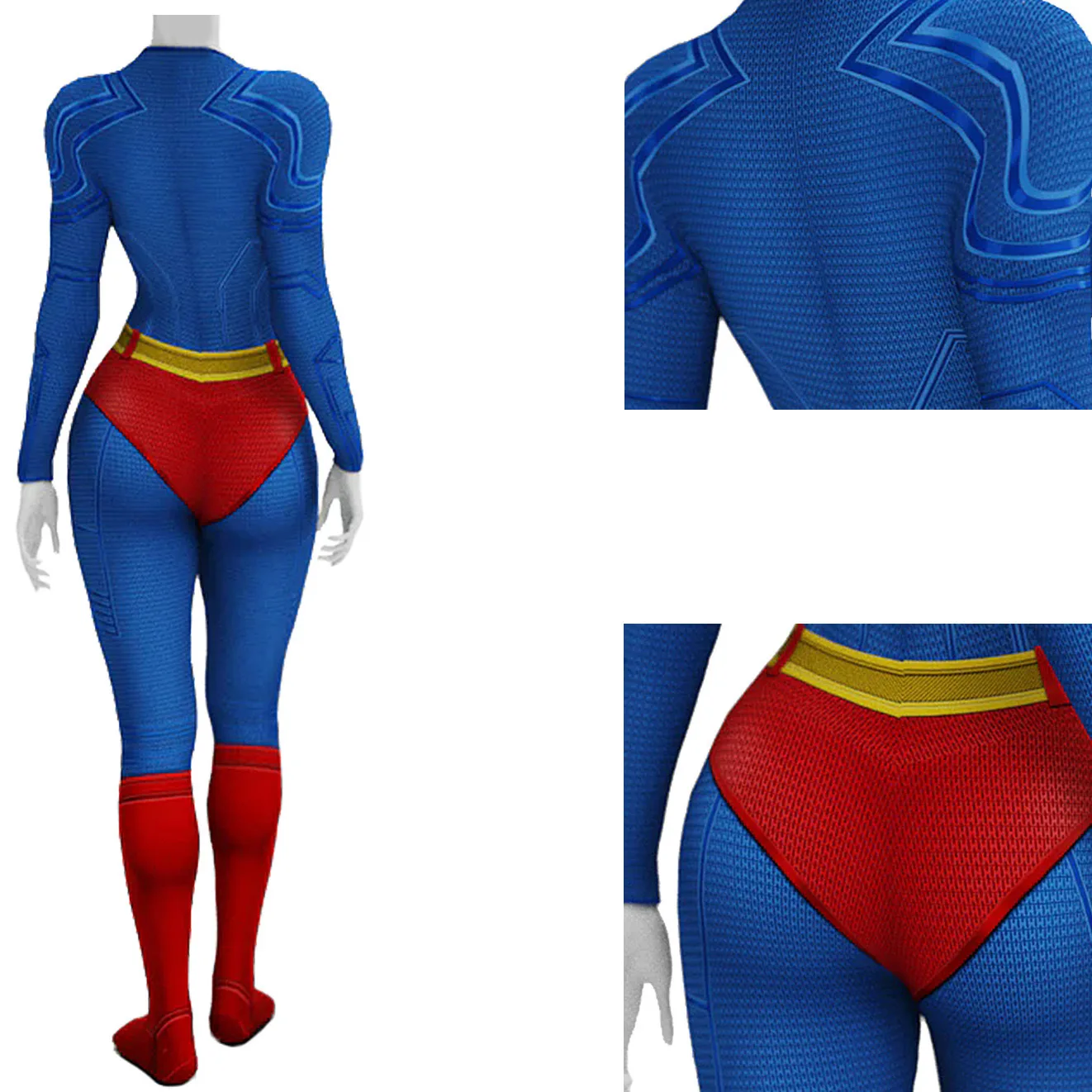 Red, Blue, and Yellow Spandex Zentai Bodysuit Cosplay Costume for Women