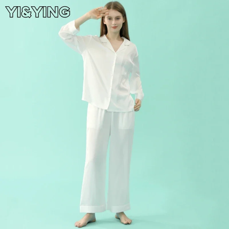 

[YI&YING] 2023 satin pajamas high-end silk home wear women's spring and autumn imitation silk set comfortable pajamas YA2C003