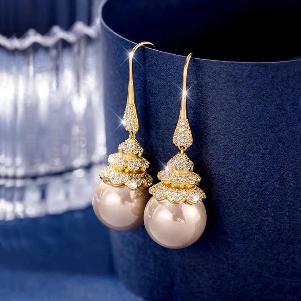 MEIDYEAR  New Pearl pendant long earrings for  women  luxurious atmosphere exquisite jewelry party gifts  daily work