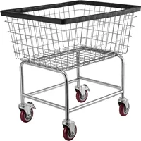 Wire Laundry Cart, 2.5 Bushel Wire Laundry Basket with Wheels, 21''x27''x27.5'' Commercial Wire Laundry Basket Cart, Steel 1