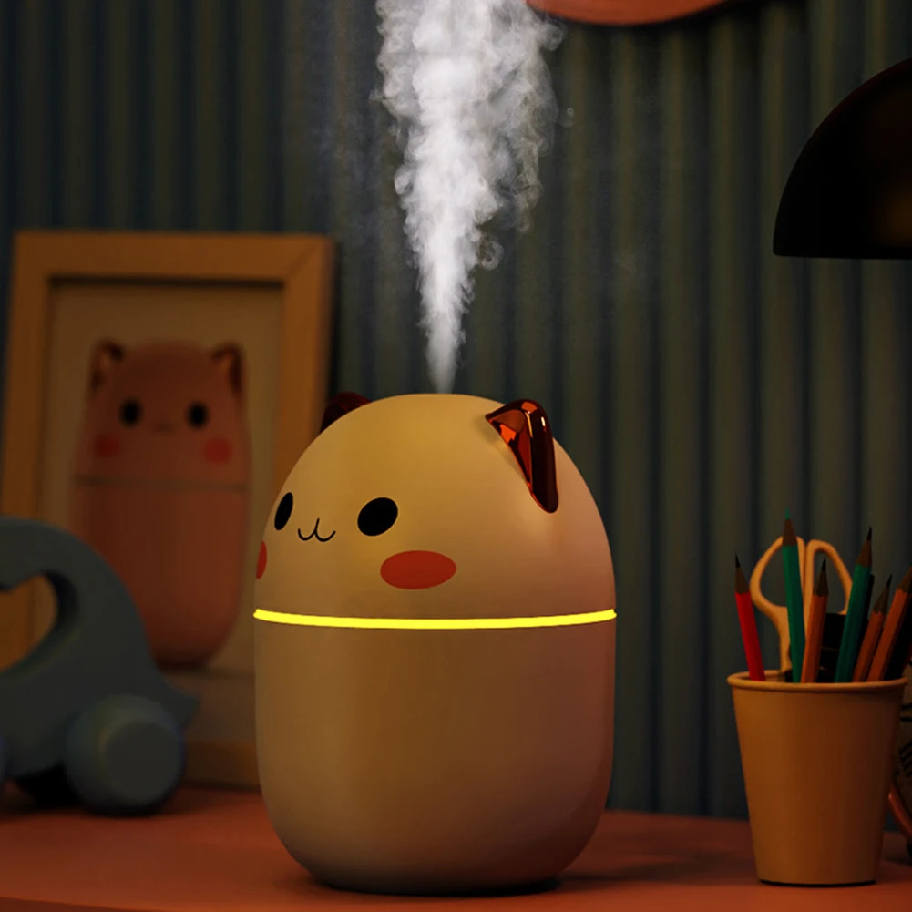 250ml Mini Air Humidifier Cute Aroma Diffuser with Night Light USB Mute Purifier Cool Mist Maker for Home Bedroom Desktop Car