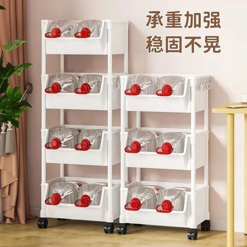 Trolley Bookshelf Portable Kitchen Storage Rack Living Room Mobile Display Cabinet Corner Movable for storage rack kitchen storage cart