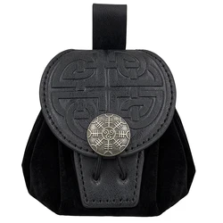 Vintage Steampunk Leather Fanny Pack with Drawstring Closure (Black3)