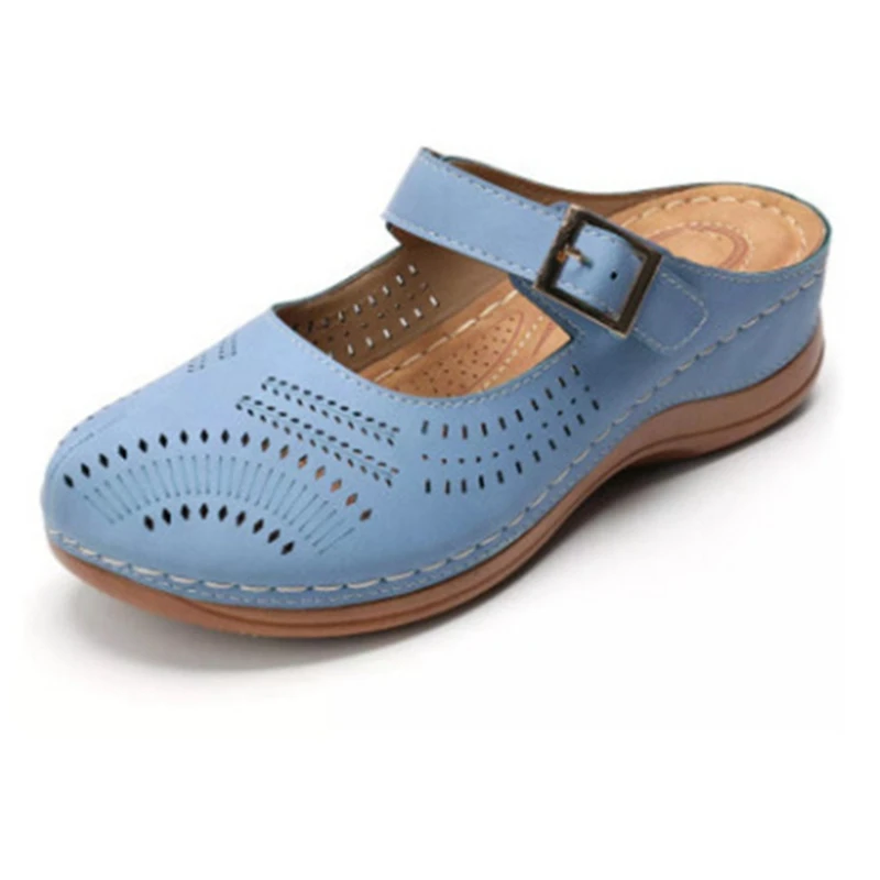 summer new leather women beach casual shoes non-slip wedge comfortable footwear women slippers mother outdoor sandals Plus Size