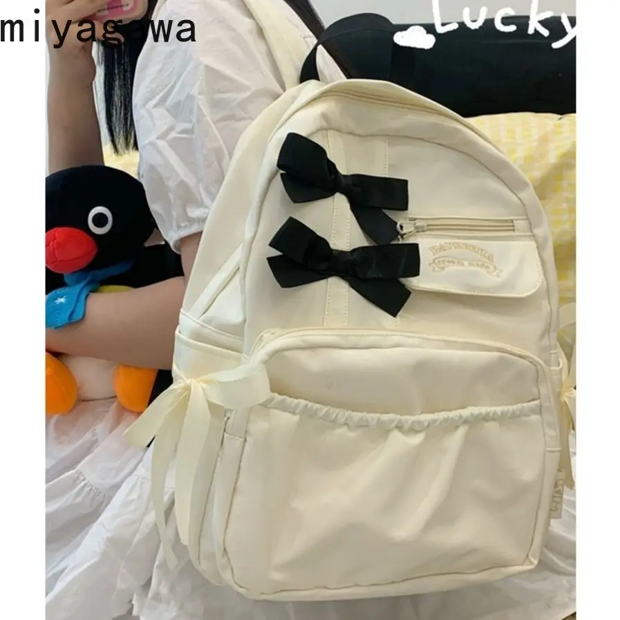 Miyagawa Japanese Ins Cute Girl Bow Backpack for Middle School Students High School Students High-capacity Backpacks 2