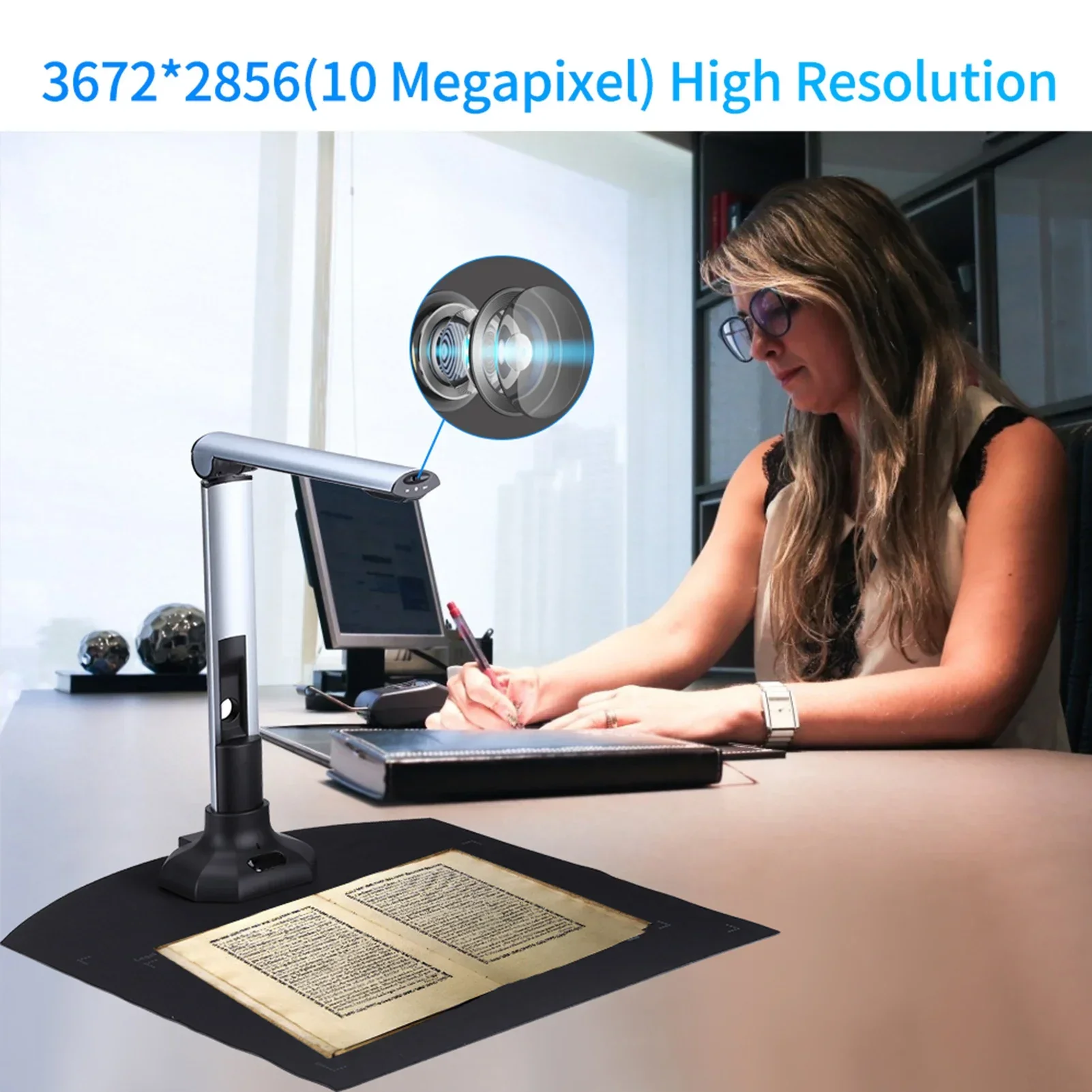 BK52 Scanner Portable Book Document Camera Scanner Capture A3 HD USB 2.0 with LED Light for ID Cards Passport Books Watermark