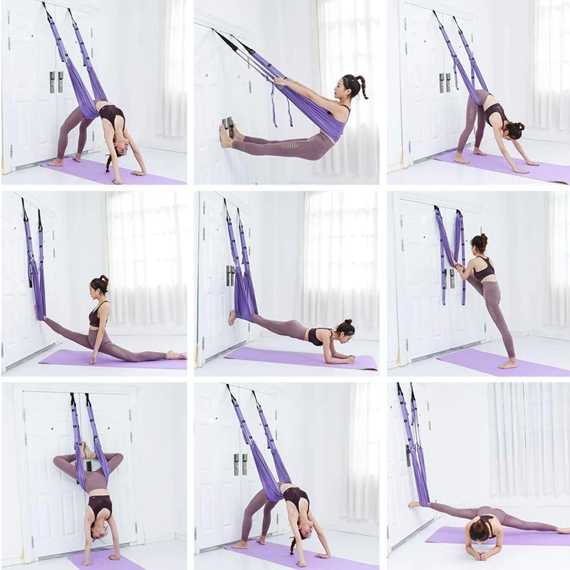Aerial yoga strap yoga strap yoga resistance bands Aerial Yoga Rope Straight Horse Crotch Open Elastic Yoga Belt Split Lower Waist Trainer Inverted Rope Pull Extension Belt
